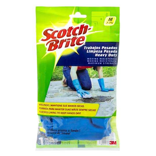 [3M-GUANTE-TMD] Guantes de latex azules afelpados Scotch-brite 3M tamaño mediano