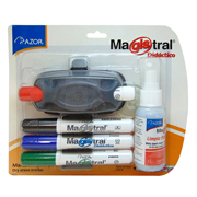 [AZO-MAR-8350K] Kit Magistral Didáctico 4 marcadores, borrador, limpiador, holder y ventosa