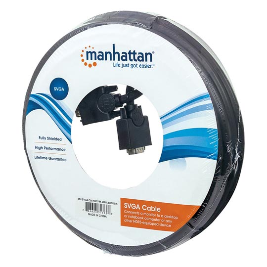 Cable Manhattan monitor sVGA 8mm HD15 5m.