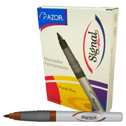 [AZO-MAR-3000712] LM-Marcador permanente fino Signal puntala 1.5 mm color café caja con 12 pzas