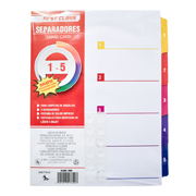 LM-Separadores Dietrix tamaño carta del l 5 pestañas de color impreso el numero