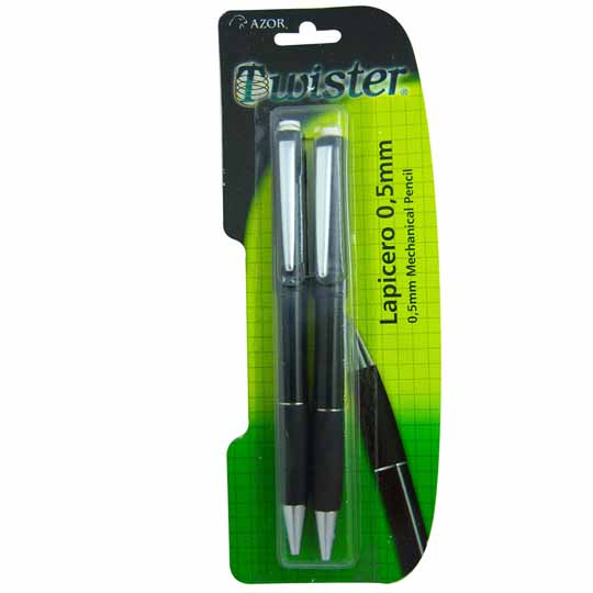 [AZO-LAP-64023] Lapicero HB Azor Twister 0.5 mm color negro blíster con 2 pzas