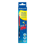 [PEL-LAP-330210] Lapiz bicolor Pelikan hexagonal rojo y azul caja con 10 piezas