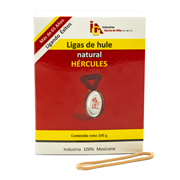 Ligas Hercules de hule natural no. 18 . caja con 100 gramos