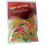 [HER-LIG-LCNG33] Ligas Hercules de hule no. 33 colores surtidos  . bolsa con 15 gramos