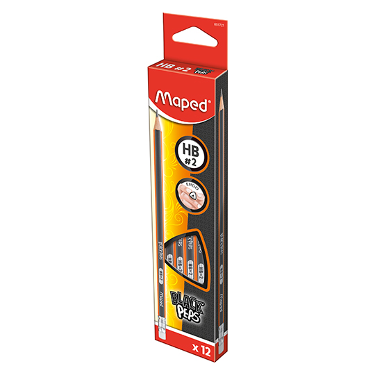 [MPD-LAP-851721Z] Lápiz de grafito black peps Maped con  12 piezas HB no. 2 forma triangular
