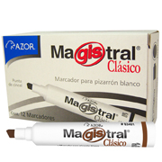 [AZO-MAR-83407C] Marcador Magistral Clásico punta cincel 6 mm color café caja con 12 pzas