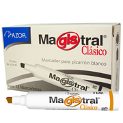 [AZO-MAR-83406C] Marcador Magistral Clásico punta cincel 6 mm color naranja caja con 12 pzas