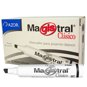 [AZO-MAR-83401C] Marcador Magistral Clásico punta cincel 6 mm color negro caja con 12 pzas