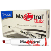 Marcador Magistral Clásico punta cincel 6 mm color rojo caja con 12 pzas
