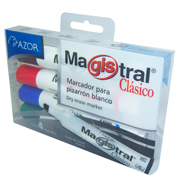 [AZO-MAR-83474] Marcador Magistral Clásico punta cincel 6 mm colores surtidos empaque con 4 pzas