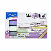 [AZO-MAR-8354P] Marcador Magistral Didáctico punta cincel 6 mm colores pastel caja con 4 pzas