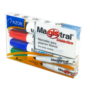[AZO-MAR-8354] Marcador Magistral Didáctico punta cincel 6 mm colores surtidos empaque 4 pzas