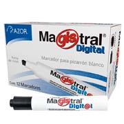 [AZO-MAR-8380NEC] Marcador Magistral Digital punta cincel 6 mm color negro caja con 12 piezas