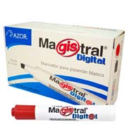 [AZO-MAR-8380ROC] Marcador Magistral Digital punta cincel 6 mm color rojo caja con 12 piezas