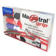 [AZO-MAR-8394] Marcador Magistral Grip punta bala 4 mm colores surtidos empaque con 4 pzas