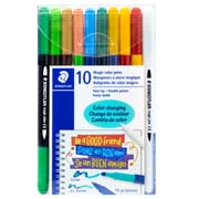 [STD-MAR-3250] Marcador Mágico Staedtler  borrable de doble punta, estuche con 10 piezas