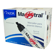 [AZO-MAR-83012NC] Marcador de aluminio Magistral punta cincel 6 mm color negro caja con 12 pzas