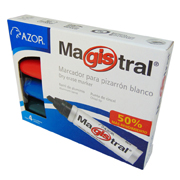 [AZO-MAR-830-4] Marcador de aluminio Magistral punta cincel 6 mm colores surtidos caja 4 pzas