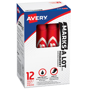 [AVE-MAR-07887] Marcador estándar permanente rojo AVERY con 12 piezas marks-a-lot