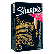 [BER-MAR-1823812] Marcador fino permanente Sharpie color dorado caja con 12 piezas