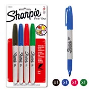 [BER-MAR-SHARP4] Marcador fino permanente Sharpie surtido4 colores básicos