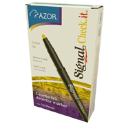 [AZO-MAR-3200C] Marcador para billetes Signal Checkit punta cincel 4 mm sin color caja 12 pzas