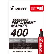 [PIIL-MAR-44115C] Marcador permanente 400 Pilot punta cincel, color rojo, caja con 12 piezas