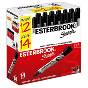 [BER-MAR-2120286] Marcador permanente Esterbrook color negro caja con 12+2