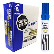 [PIIL-MAR-43200C] Marcador permanente Jumbo Pilot punta cincel hasta 12.5 mm, azul, caja c/12 pzs