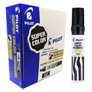 [PIIL-MAR-43100C] Marcador permanente Jumbo Pilot punta cincel hasta 12.5 mm, negro, caja c/12 pzs