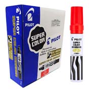 [PIIL-MAR-43300C] Marcador permanente Jumbo Pilot punta cincel hasta 12.5 mm, rojo, caja c/12 pzs