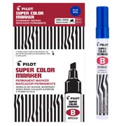 [PIIL-MAR-44400C] Marcador permanente SCB Pilot punta cincel, línea fina/gruesa, azul, 12 piezas