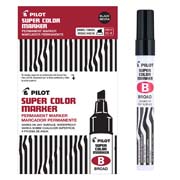 [PIIL-MAR-44100C] Marcador permanente SCB Pilot punta cincel, línea fina/gruesa, negro, 12 piezas