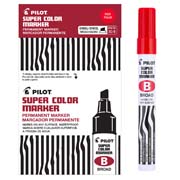 [PIIL-MAR-44200C] Marcador permanente SCB Pilot punta cincel, línea fina/gruesa, rojo, 12 piezas