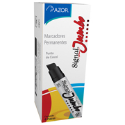 [AZO-MAR-43000AC] Marcador permanente Signal Jumbo punta cincel 16 mm color azul caja con 4 pzas