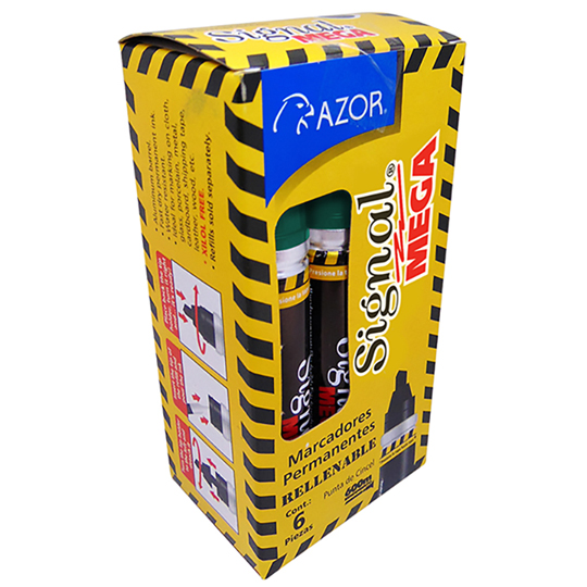 Marcador permanente Signal Mega punta cincel 6 mm color verde caja con 6 piez