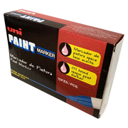 [AZO-MAR-PX20PLC] Marcador permanente UniPaint punta bala color plata caja con 12 pzas