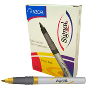[AZO-MAR-3000512] Marcador permanente fino Signal punta bala 1.5 mm amarillo caja con 12 pzas