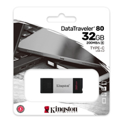 [ME-KIN-DT8032GB] Memoria USB Kingston Datatraveler 80, 32GB, USB 3.2, Negro/Plata