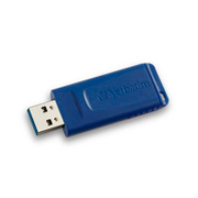 Memoria Verbatim USB 16GB retráctil azul.