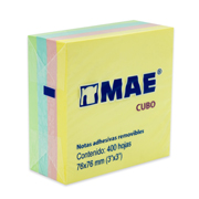 [MAE-PST-21013] Notas Adhesivas MAE colores pastel 3x3 block con 400 hojas de colores.