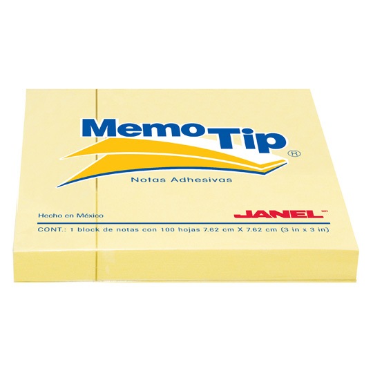 [JAN-PST-303104] Notas Adhesivas Memo Tip amarillo 3x3 pulg 1 block con 100 hojas