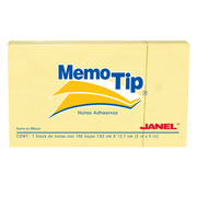 [JAN-PST-0305104] Notas Adhesivas Memo Tip amarillo 3x5 pulg  de 7.62cm x 12.7cm 1 block  con 100