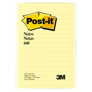 [P3M-PST-6601PK] Notas adhesivas Mod. 660 Post-it amarillas 4x6 pulgadas 1 block con 100 hojas ra