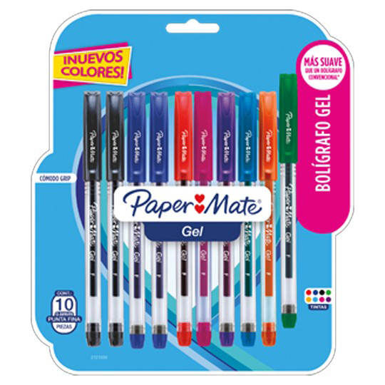 Boligrafo paper Mate gel económico paquete con 10 piezas