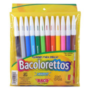 [BAC-PLU-ETTO12] Plumones para dibujo Bacoloretto con 12 plumines