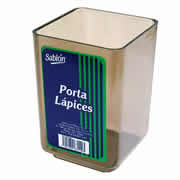 [AZO-LAP-3106HU] Porta lápices Sablón color humo 6.3 x 6.3 x 9.6 cm