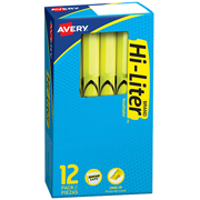Resaltador Hi-Liter AVERY amarillo fluorescente 12 piezas tipo bolígrafo