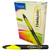 [AZO-MAR-2800AM] Resaltador de texto Vision Jr. punta cincel 4 mm color amarillo caja con 12 pzas